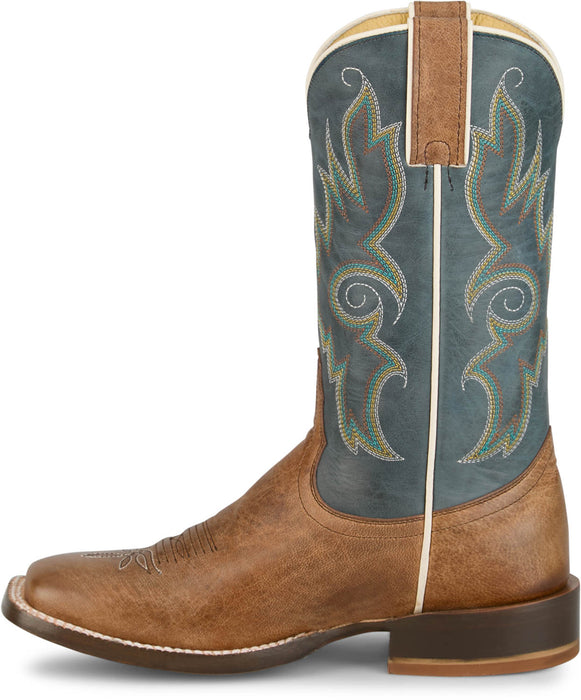 Tony Lama Womens Madison 11in Western Tan/Blue Goat Leather Cowboy Boots