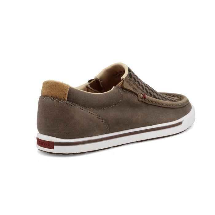 Twisted X Womens Kicks Woven Taupe Grey/Black Leather Slip-On Shoes