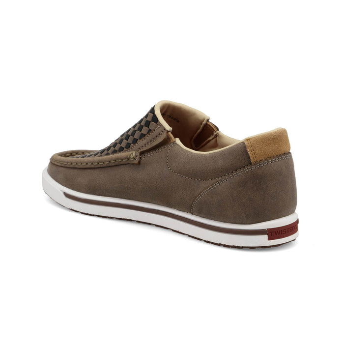 Twisted X Womens Kicks Woven Taupe Grey/Black Leather Slip-On Shoes