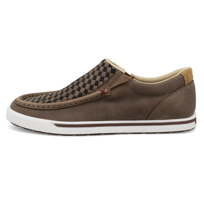 Twisted X Womens Kicks Woven Taupe Grey/Black Leather Slip-On Shoes
