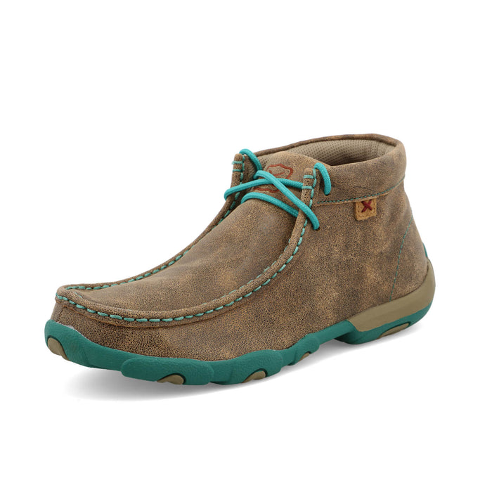 Twisted X Womens Driving Moc Bomber/Turquoise Leather Chukka Boots