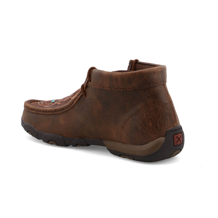 Twisted X Womens Driving Moc Tooled Flower Brown Leather Chukka Boots
