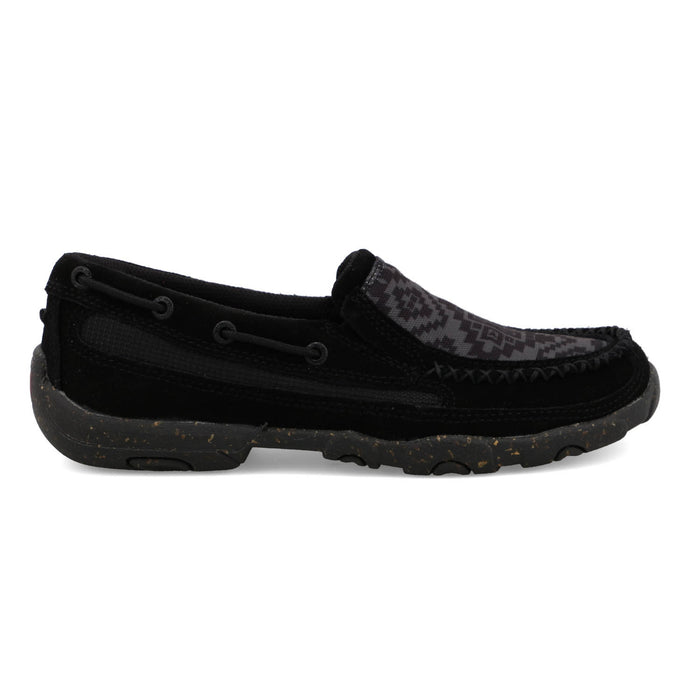 Twisted X Womens Driving Moc Aztec Black/Grey Leather Slip-On Shoes