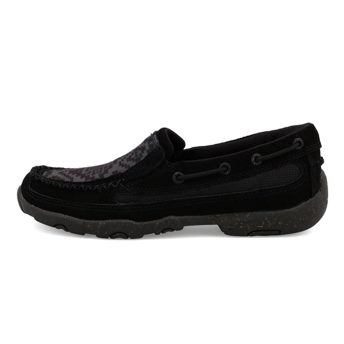 Twisted X Womens Driving Moc Aztec Black/Grey Leather Slip-On Shoes