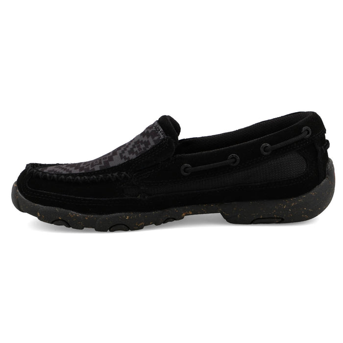 Twisted X Womens Driving Moc Aztec Black/Grey Leather Slip-On Shoes