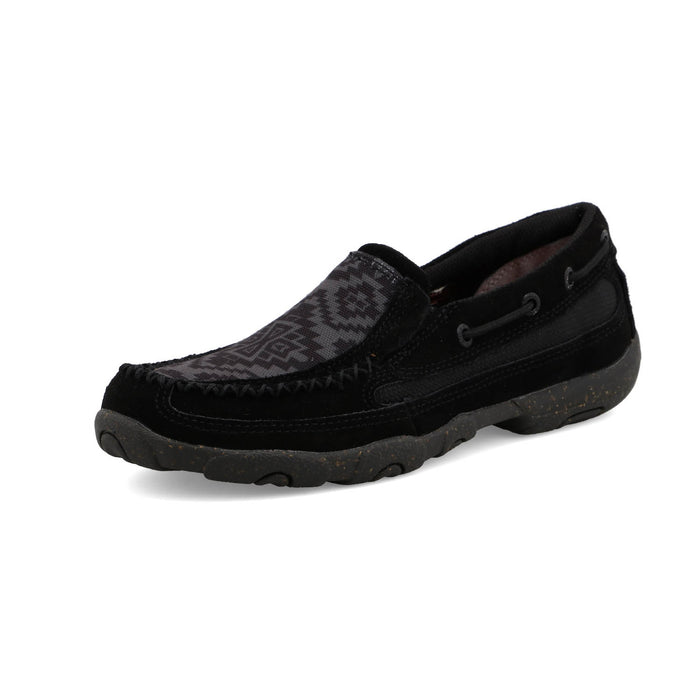 Twisted X Womens Driving Moc Aztec Black/Grey Leather Slip-On Shoes