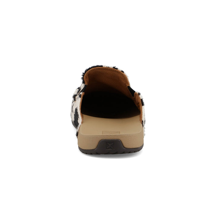 Twisted X Womens Easy-Wearing Black/White Cowhide Mules Shoes