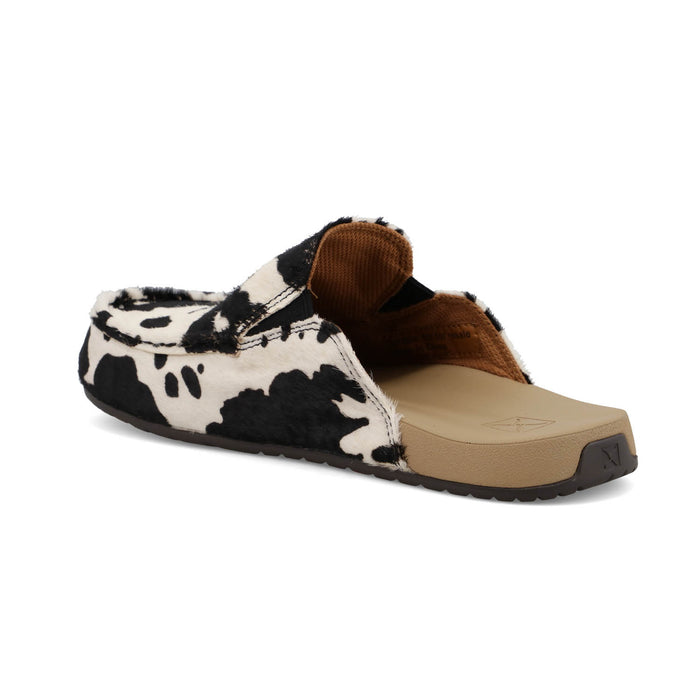 Twisted X Womens Easy-Wearing Black/White Cowhide Mules Shoes