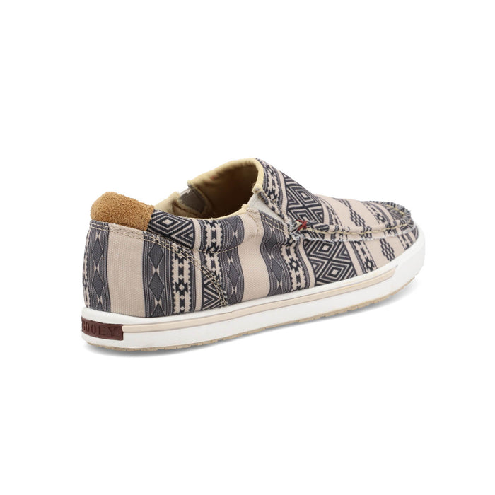Twisted X Womens Hooey Loper Taupe/Black Fabric Aztec Slip-On Shoes
