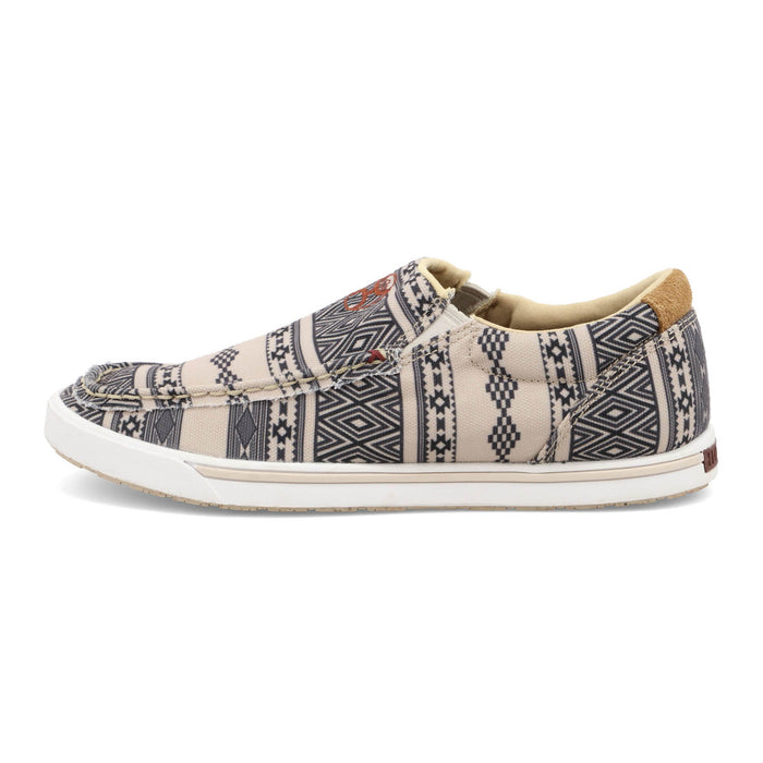 Twisted X Womens Hooey Loper Taupe/Black Fabric Aztec Slip-On Shoes