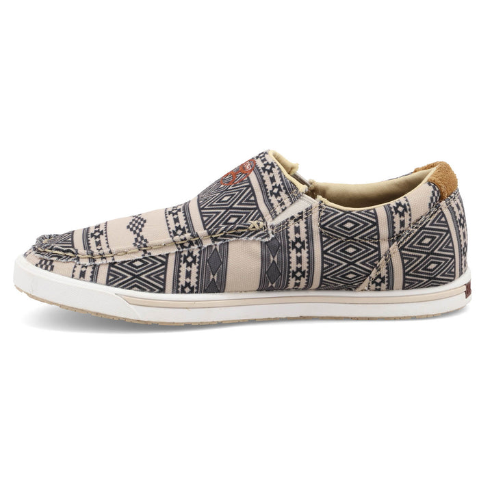 Twisted X Womens Hooey Loper Taupe/Black Fabric Aztec Slip-On Shoes