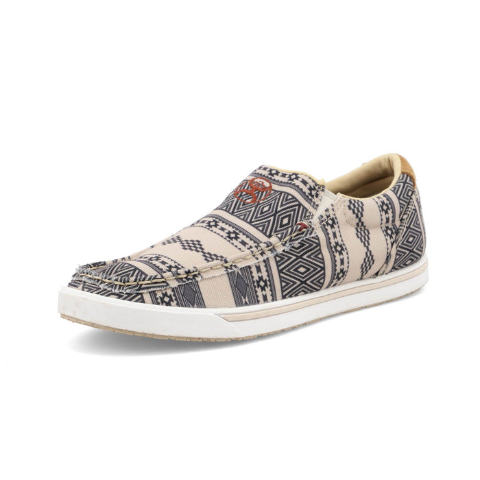 Twisted X Womens Hooey Loper Taupe/Black Fabric Aztec Slip-On Shoes