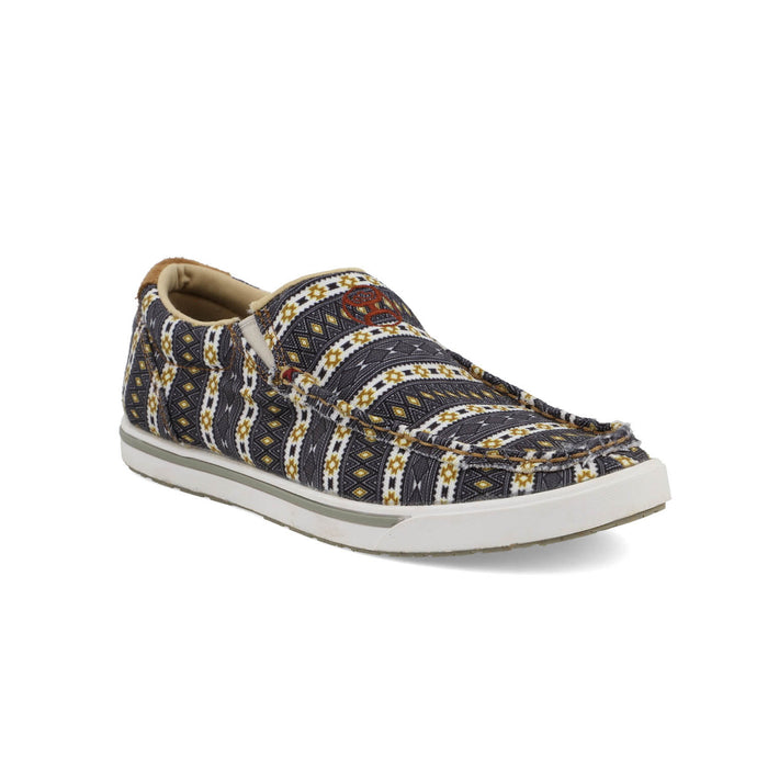 Twisted X Womens Hooey Loper Black/Yellow Fabric Aztec Slip-On Shoes