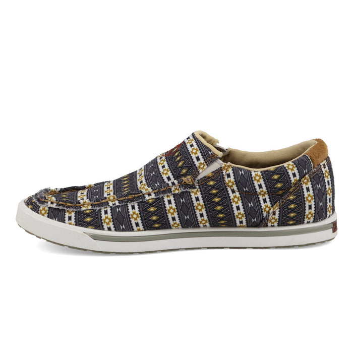Twisted X Womens Hooey Loper Black/Yellow Fabric Aztec Slip-On Shoes