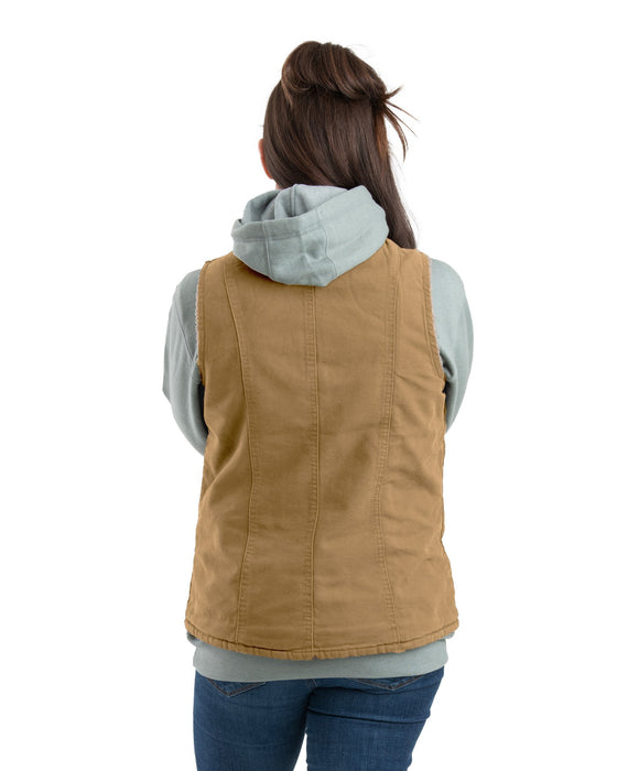 Berne Apparel Womens Sherpa-Lined Softstone Duck Brown Duck 100% Cotton Vest