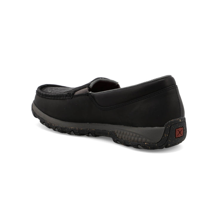 Twisted X Womens Driving Moc Black Leather Tooled Slip-On Shoes