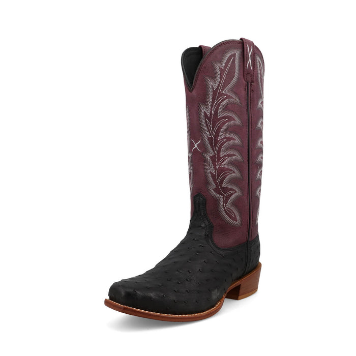 Twisted X Womens 13in Reserve Black/Purple Potion FQ Ostrich Cowboy Boots