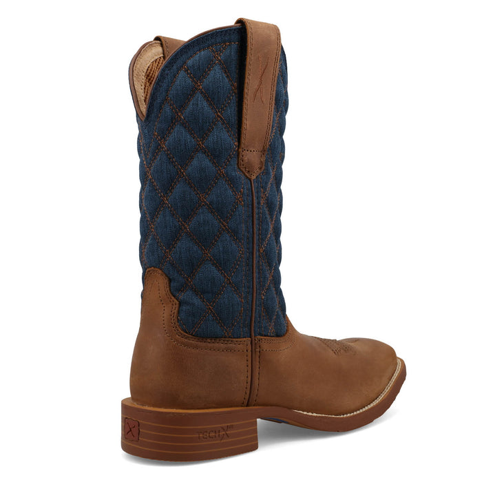 Twisted X Womens 11in Tech X Quilted Ginger/Indigo Leather Cowboy Boots