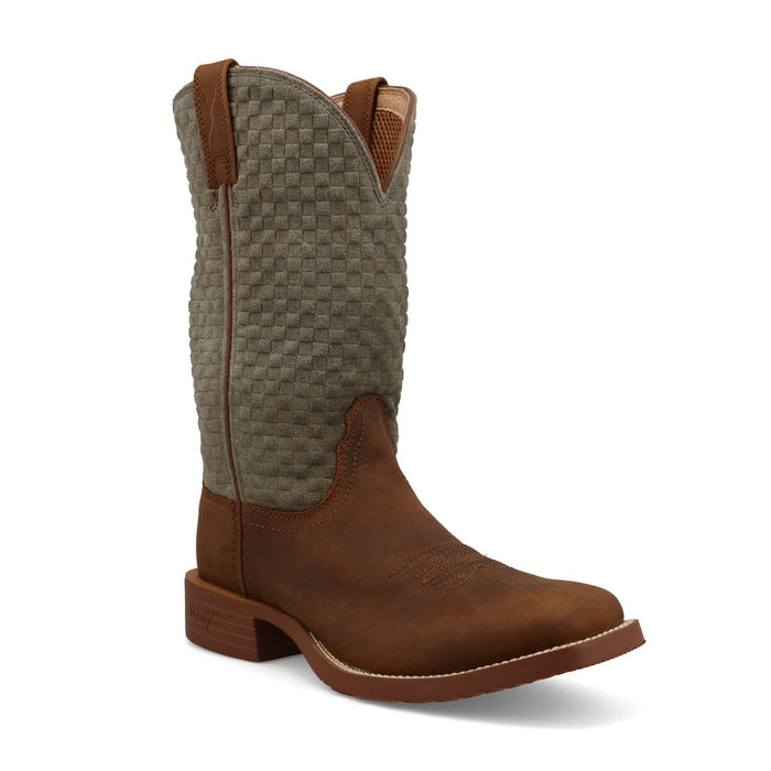 Twisted X Womens 11in Tech X Oiled Saddle/Dusty Sage Suede Cowboy Boots