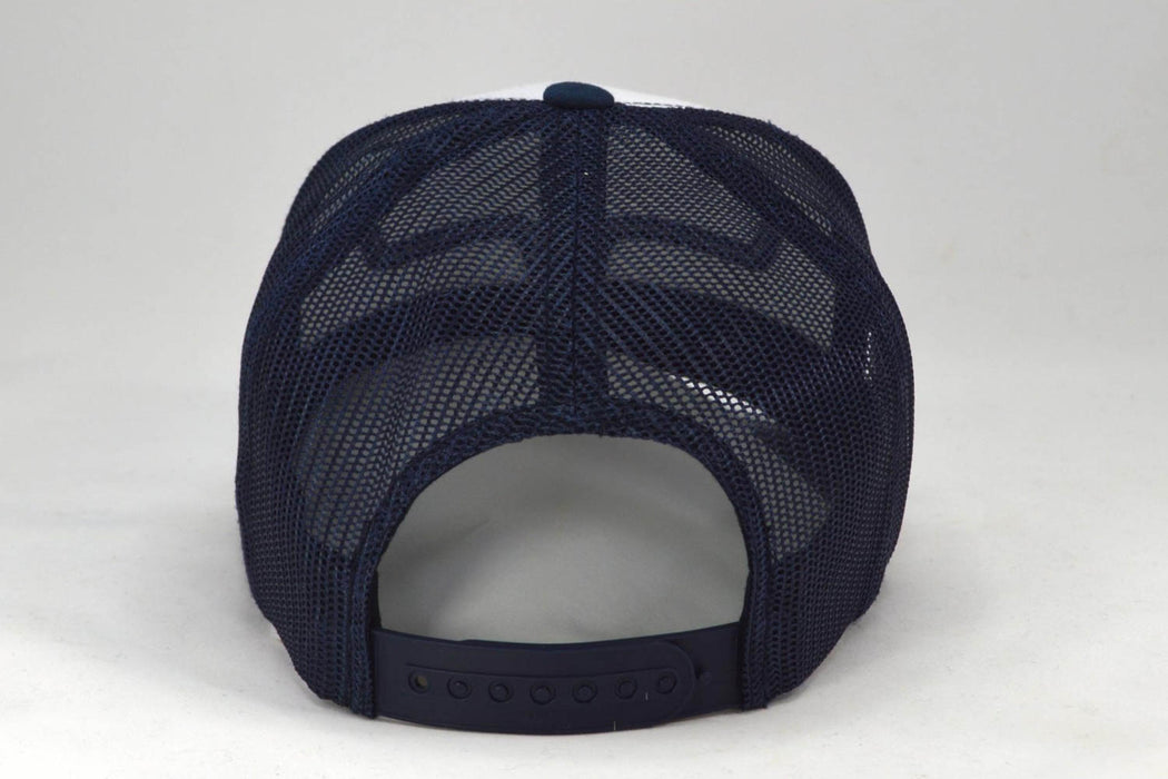 Kimes Ranch Unisex Weekly White/Navy Cotton Twill Trucker Cap