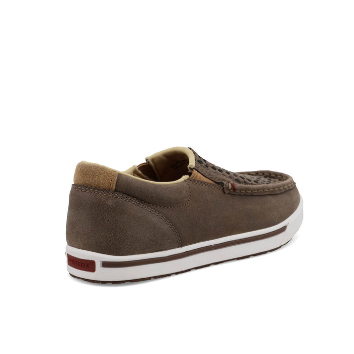 Twisted X Kids Unisex Kicks Taupe Grey/Black Leather Woven Slip-On Shoes