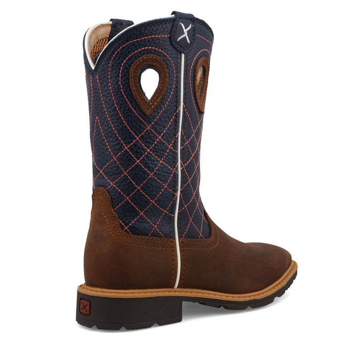 Twisted X Youth Unisex Cowboy Mocha/Navy Leather Work Boots