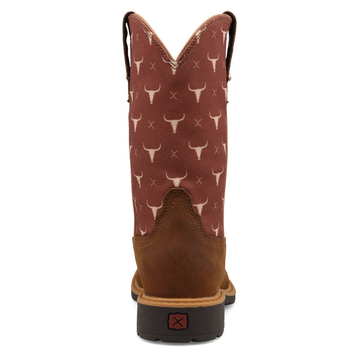 Twisted X Youth Unisex Cowboy Longhorn Oiled Saddle/Sierra Leather Work Boots