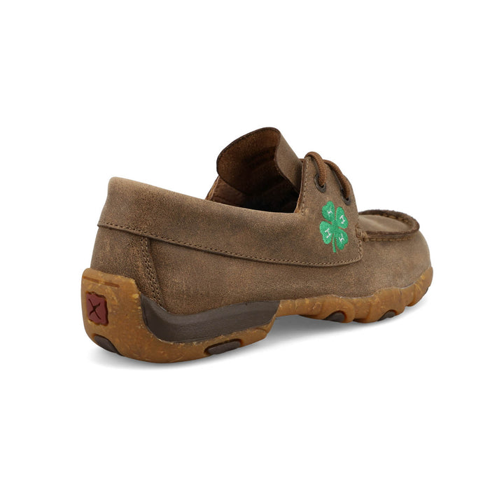 Twisted X Kids Unisex Driving Moc Bomber/Kelly Green Leather Boat Shoes